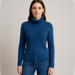 Reference Point Women’s turtleneck blue ribbed sweater size L